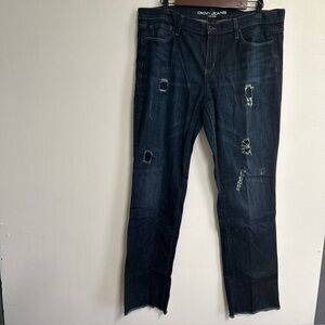 DKNY Soho Skinny Womens 16 Jeans Western Distressed Raw Hem Boho Grunge Skater